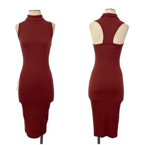 Mai Tai- Rust Mock Sleeveless Ribbed Midi Dress Size Small Juniors.